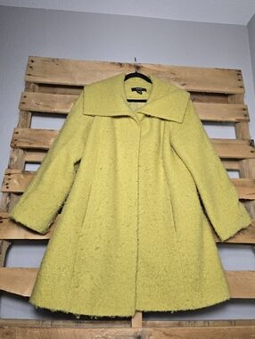 Alfani Yellow Green Chartreuse Bouclé Pea Coat Size:M